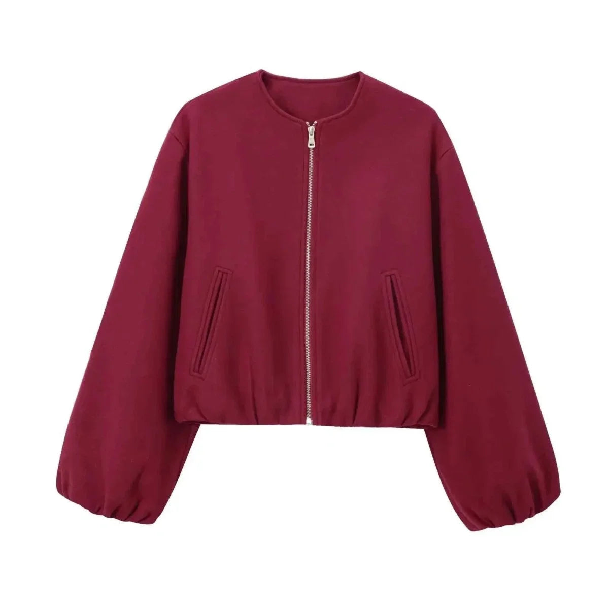Women's Bomber Jacket Round Neck Elasticated Hem Relaxed