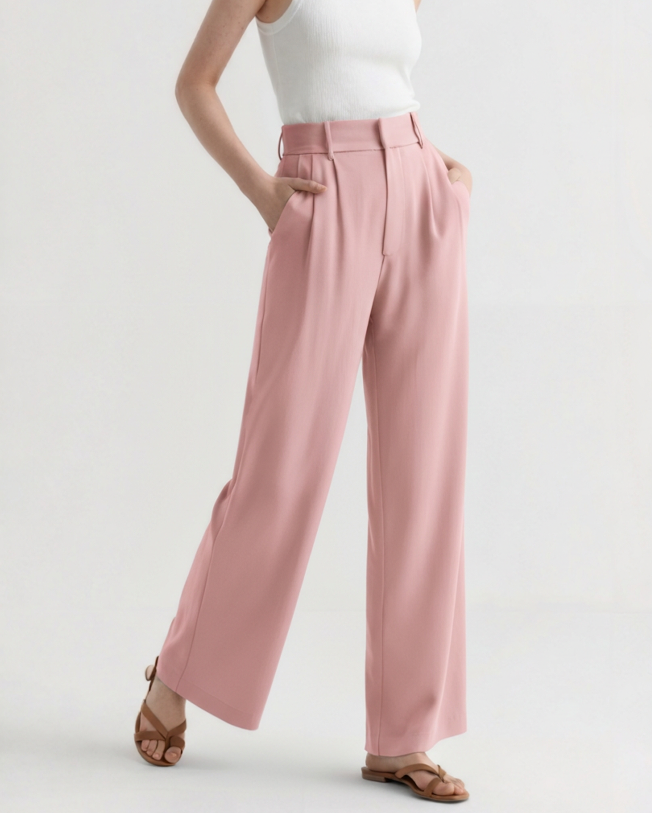 Women's Wide-Leg Trousers Structured Waist Fluid Drape