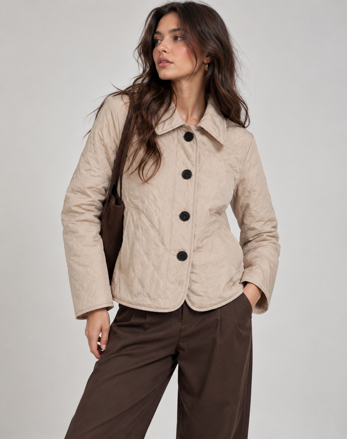 Veste matelassée de mi-saison pour femme à col
