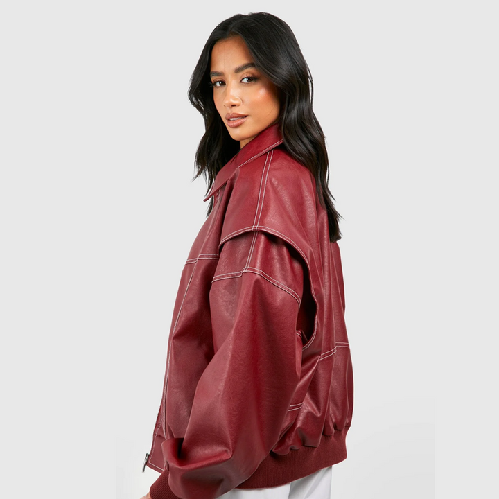 Cherry Red - OVERSIZED LEATHER JACKET