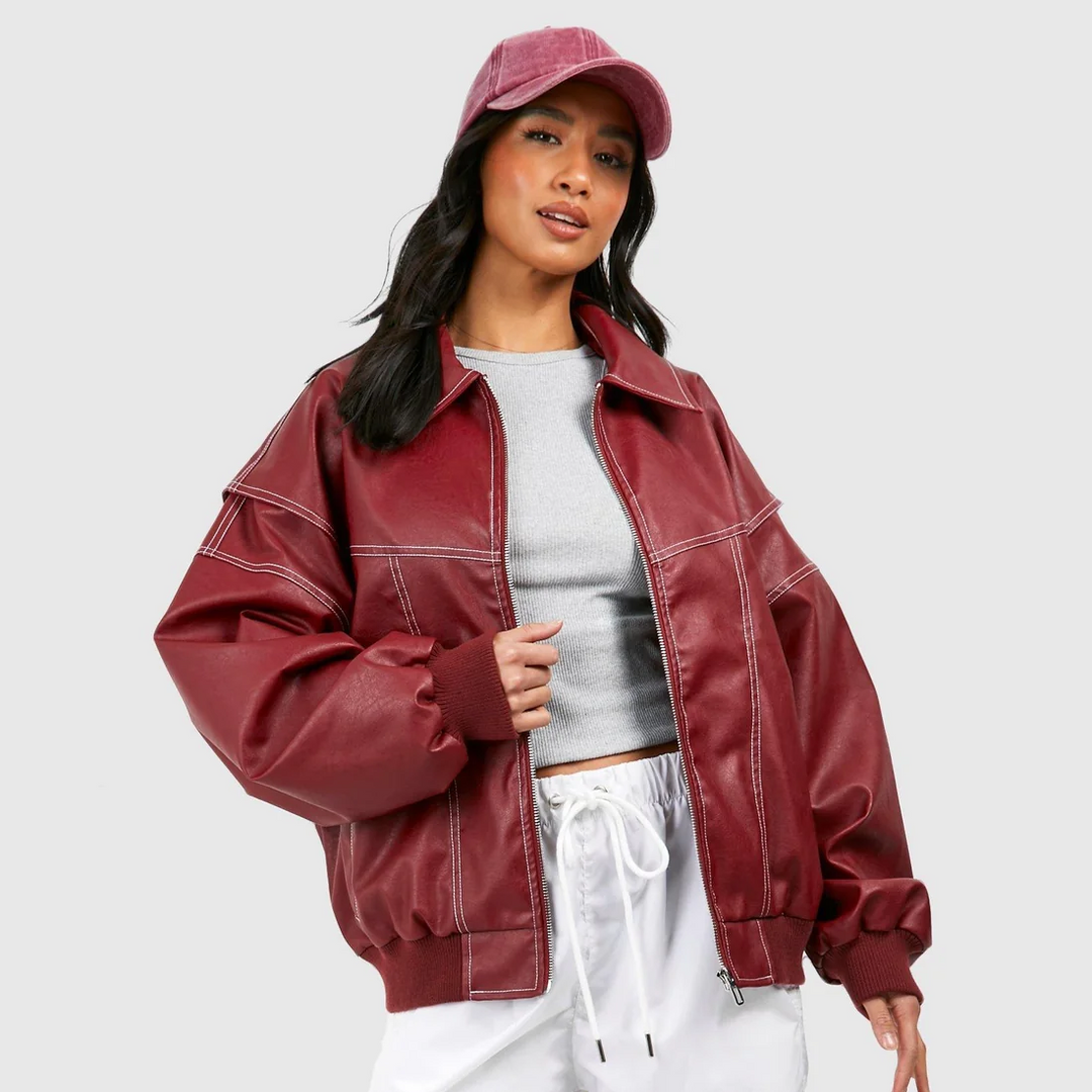 Cherry Red - OVERSIZED LEATHER JACKET