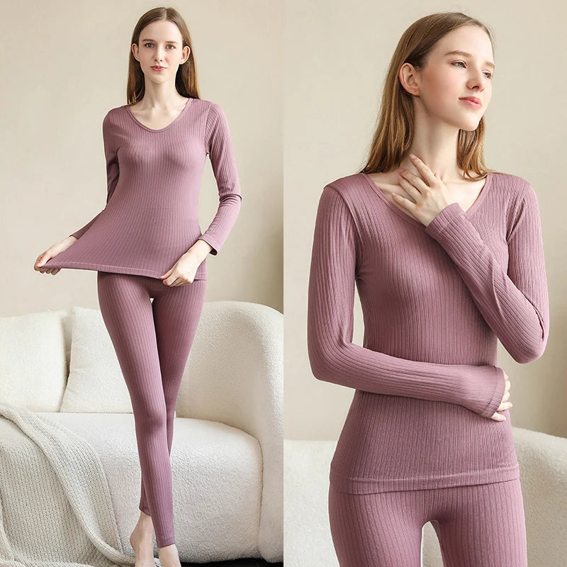 Ensemble de sous-vêtements thermiques pour femme avec coupe sculptante
