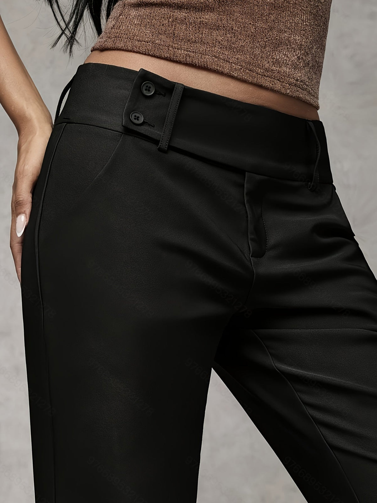Women's Loose Work Pants with Button Waist