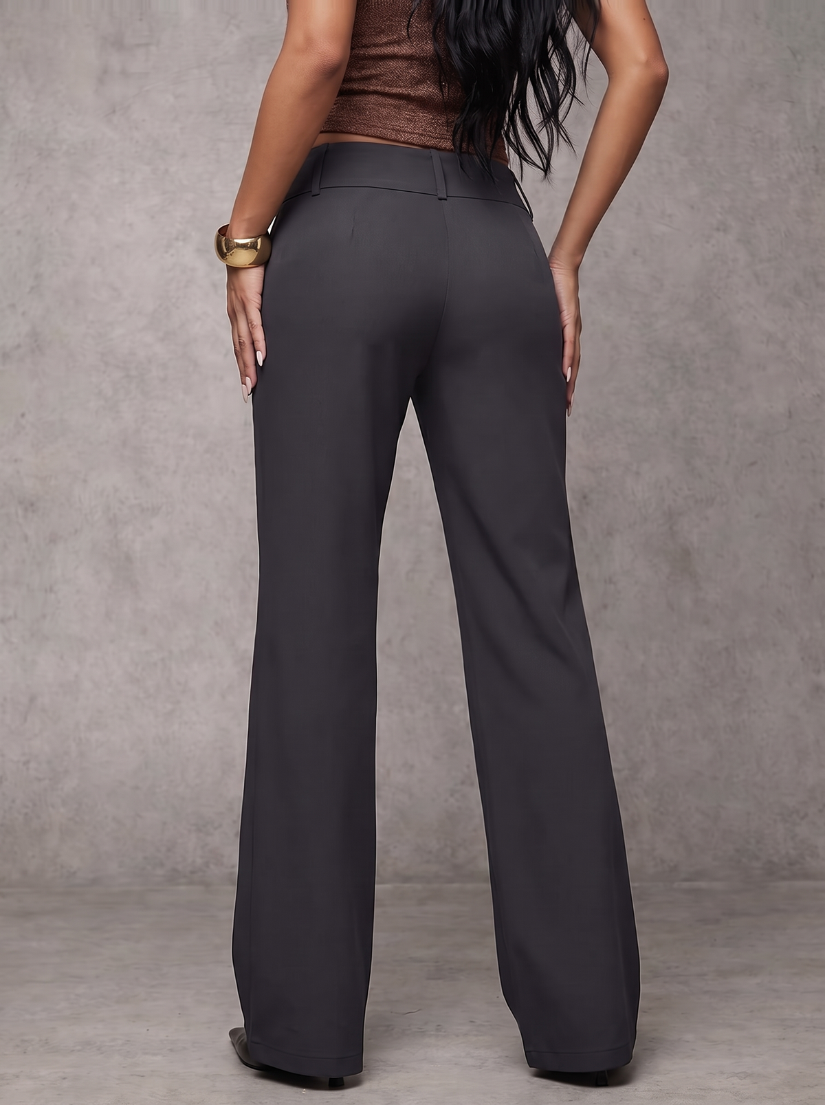 Women's Loose Work Pants with Button Waist