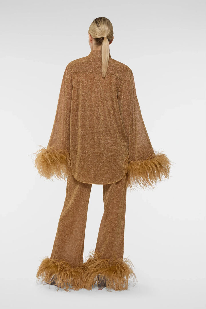 Amara Feather-Trimmed Loungewear Set